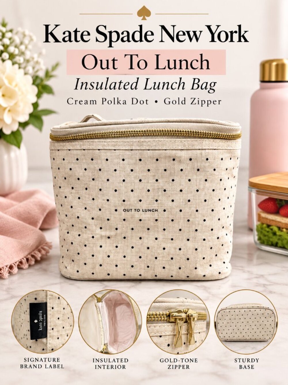 Kate Spade New York Out To Lunch Polka Dot Insulated Lunch Bag